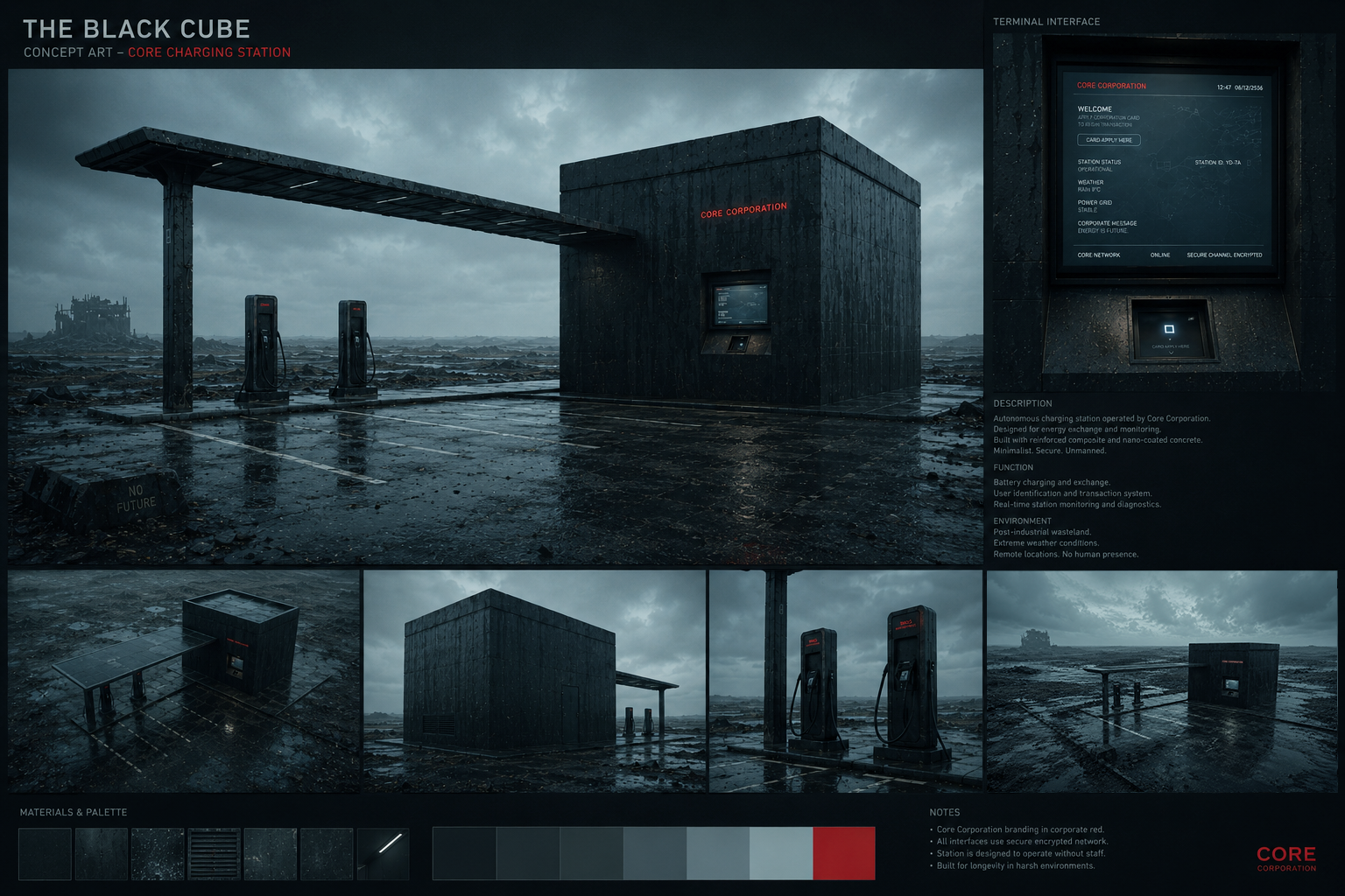Battery charging station concept board.