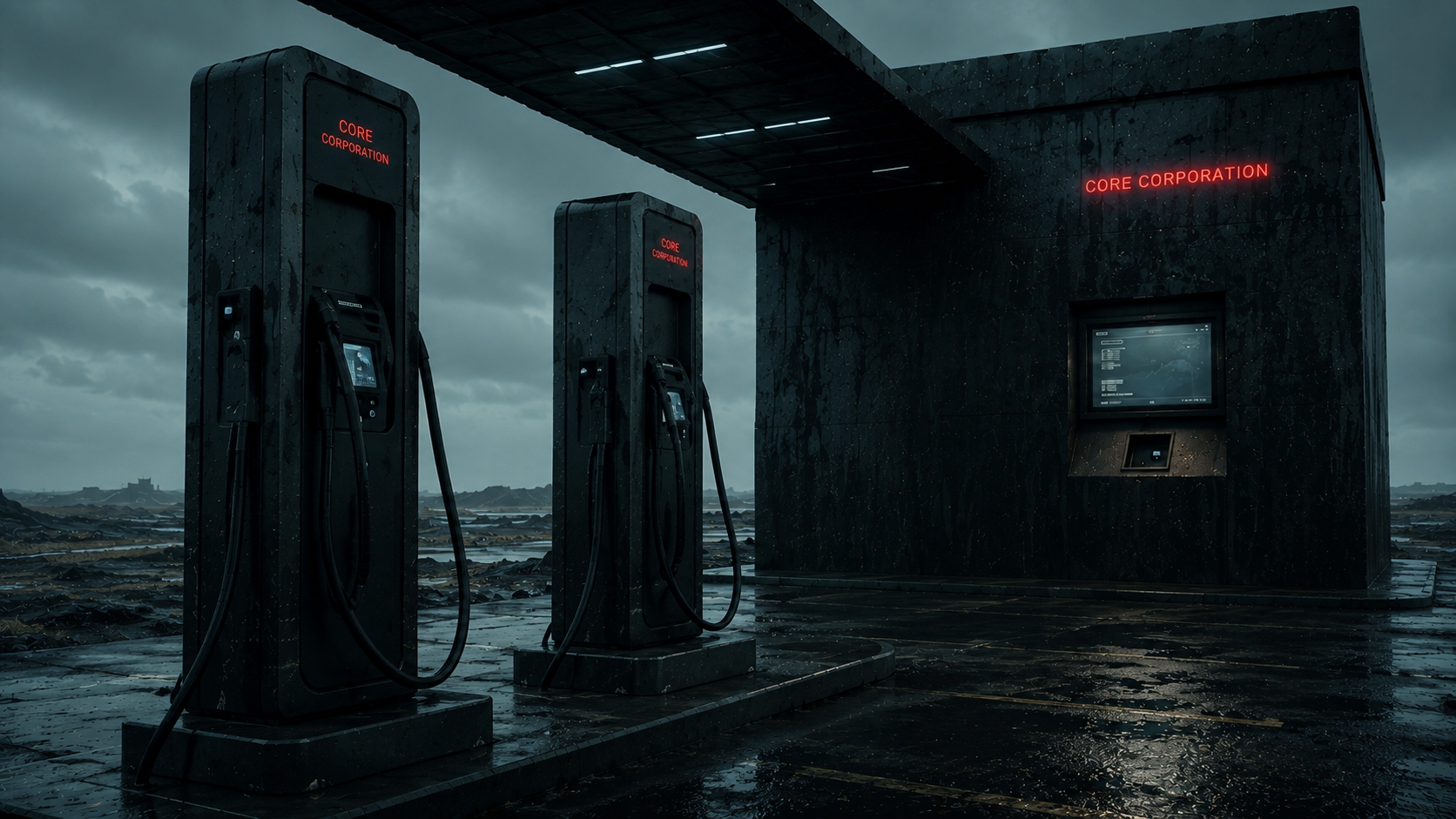 Charging terminals beside the Core Corporation station.