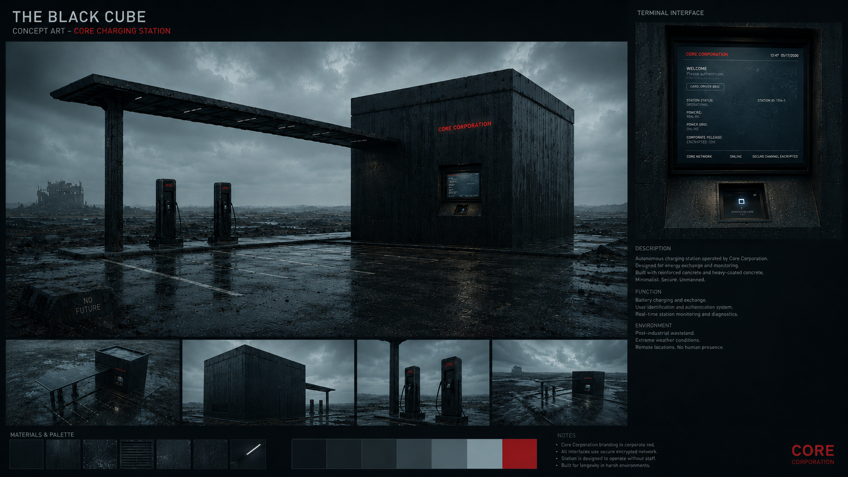 Core charging station location concept art.