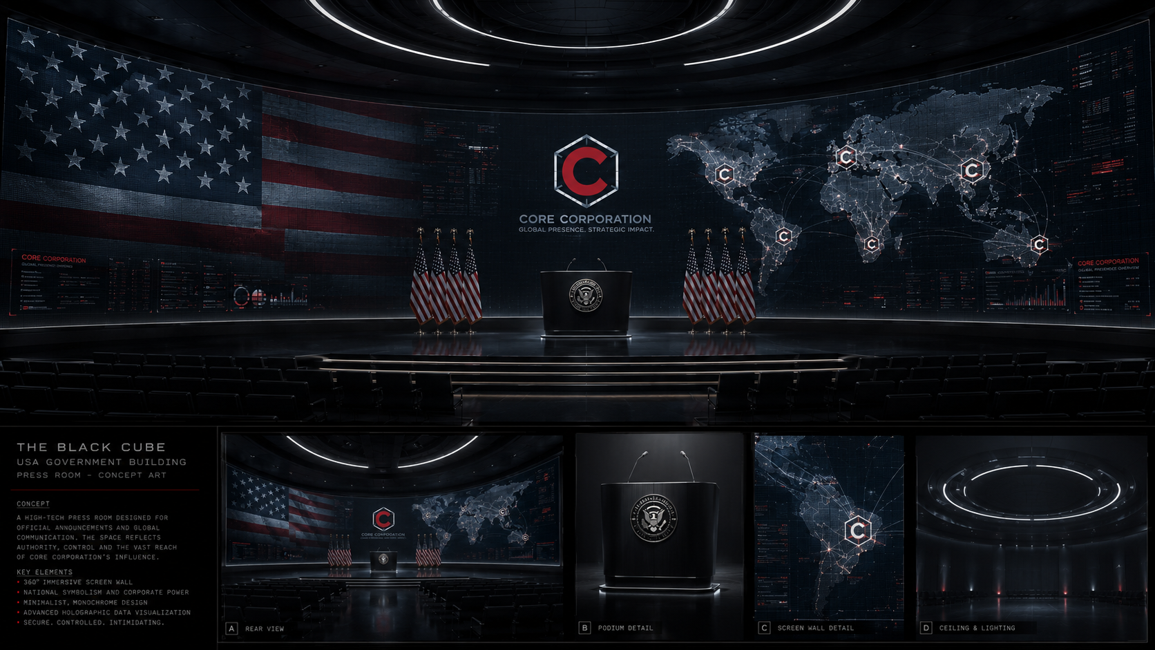 Government building press room location concept art.